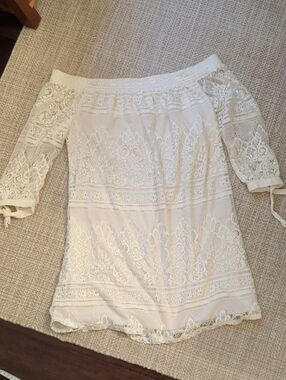Speechless Off-the-Shoulder Ivory Lace Dress